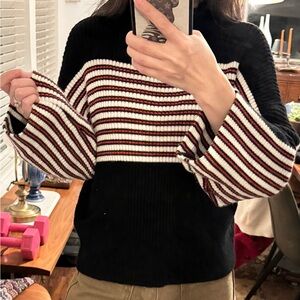 Urban Outfitters women's black and red striped turtleneck sweater/Jumper  Size L